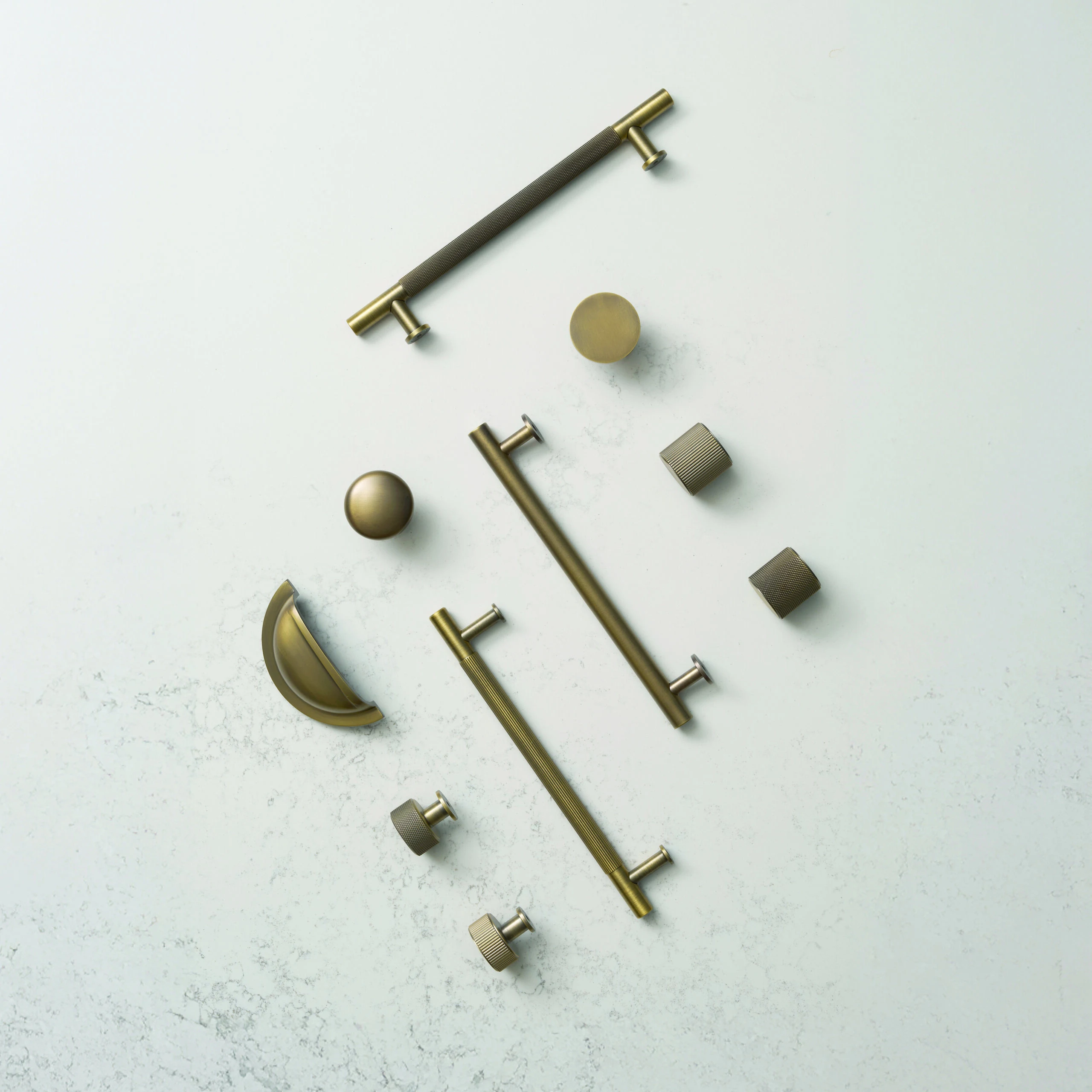 Selection of brass cabinet handles and knobs