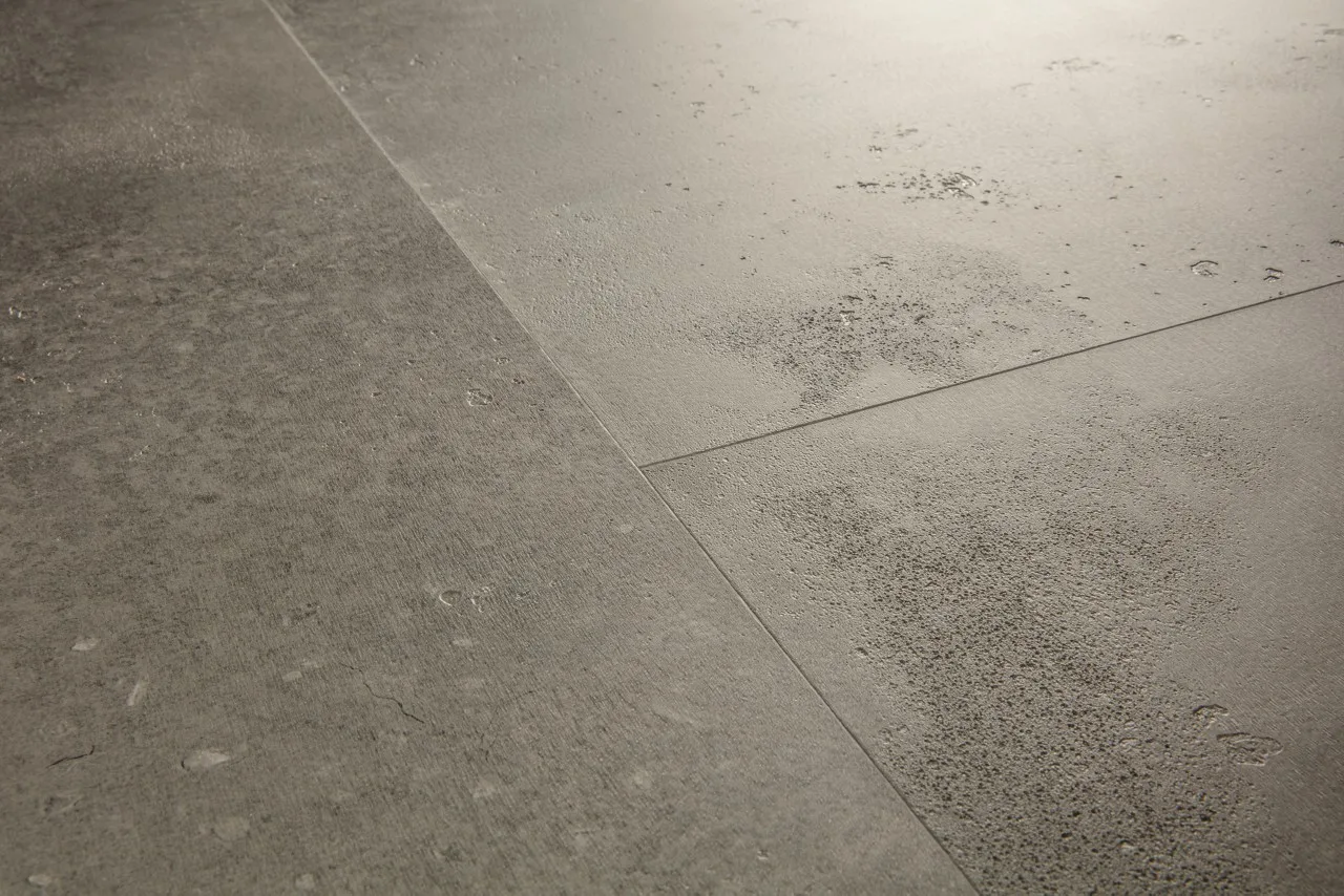 Grey concrete effect floor tiles